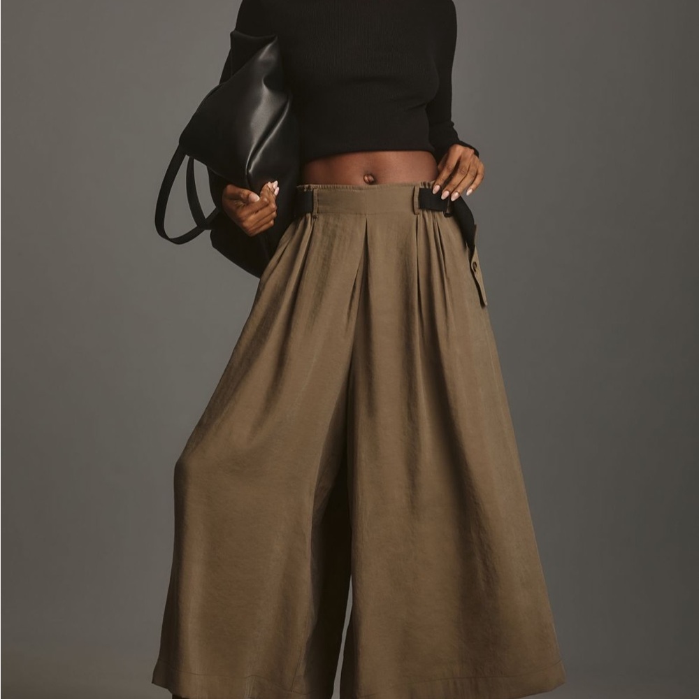 Anthropologie Olive Wide-Leg Safari Pants